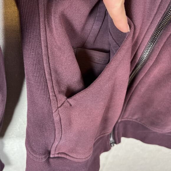 Lululemon Scuba Hoodie Floral Flock Womens Size 4 Plum Purple Full Zip Velvet - Picture 9 of 11
